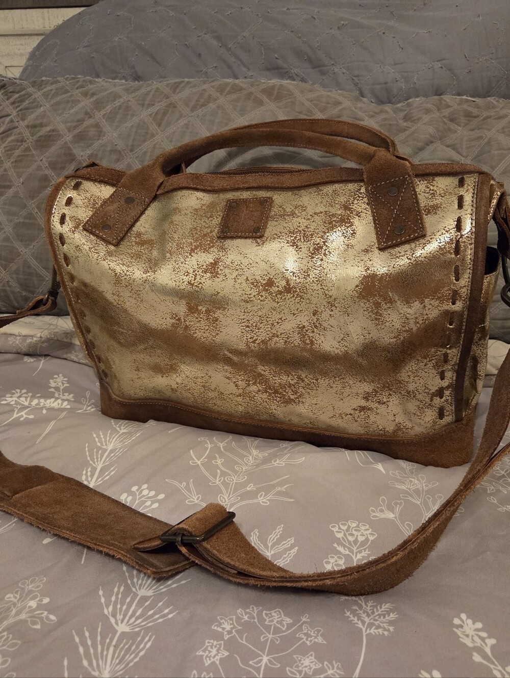 STS Ranchwear Metallic Copper Tote with Brown Suede Trim
